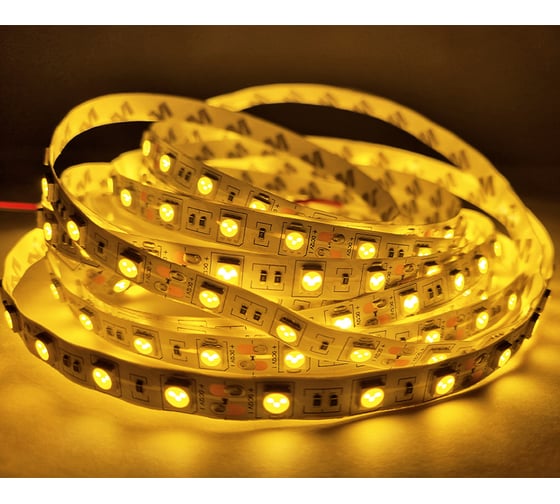 Светодиодная лента URM SMD 5050, 60 LED, 12 В, 14.4 Вт, 18-20 лм, IP22, теплый белый (3000 К), люкс С10360