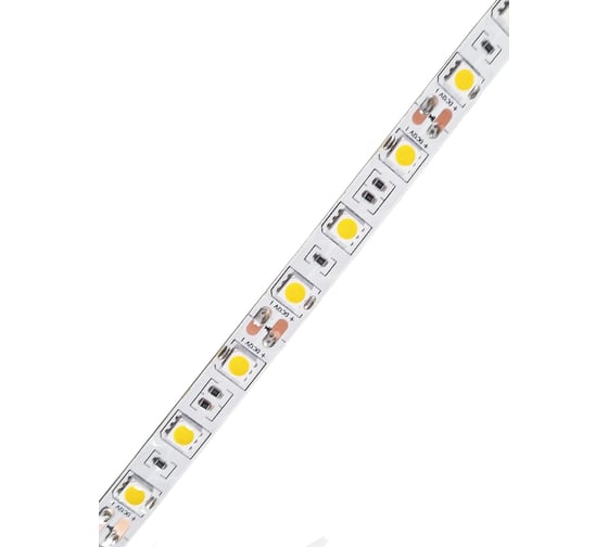 Светодиодная лента URM SMD 5050, 60 LED, 12 В, 14.4 Вт, 18-20 лм, IP22, теплый белый (3000 К), люкс С10360