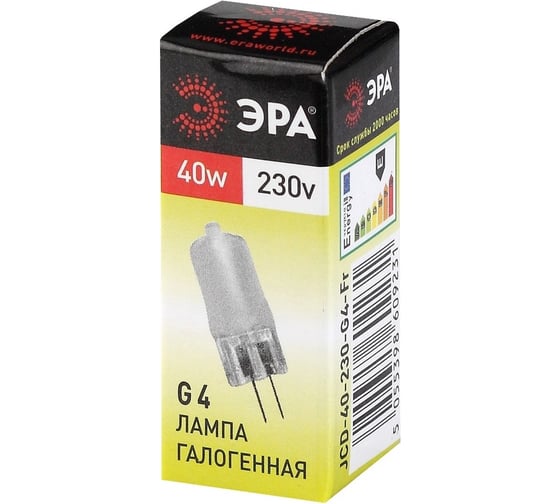 Галогенная лампа ЭРА G4 JCD 40W 230V FR капсула, 40Вт, нейтральный, G4 C0039282