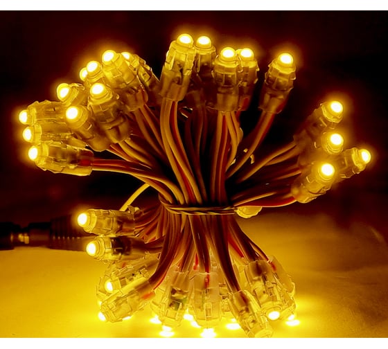Гирлянда URM из светодиодных пикселей (50шт в гирлянде) LED, 12 Вольт, 0.2 Вт/шт, IP65, желтый С10319