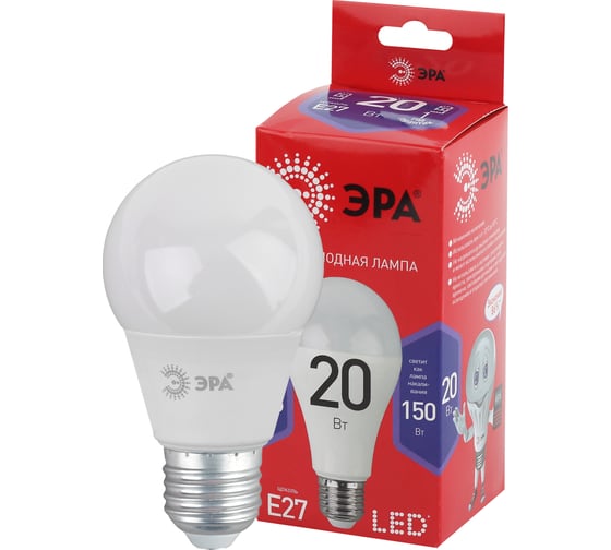 Светодиодная лампа ЭРА LED A65 20W 865 E27 R диод, груша, 20Вт, холодный, E27 Б0045326