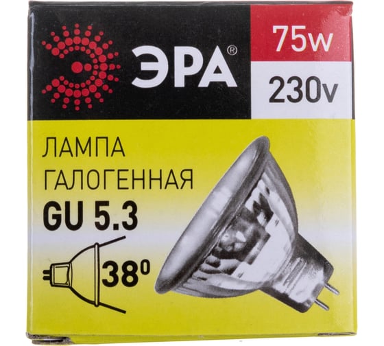 Галогенная лампа ЭРА GU5.3-JCDR(MR16)-75W230VCL софитная, 75 Вт, нейтральный, GU5.3 C0027366