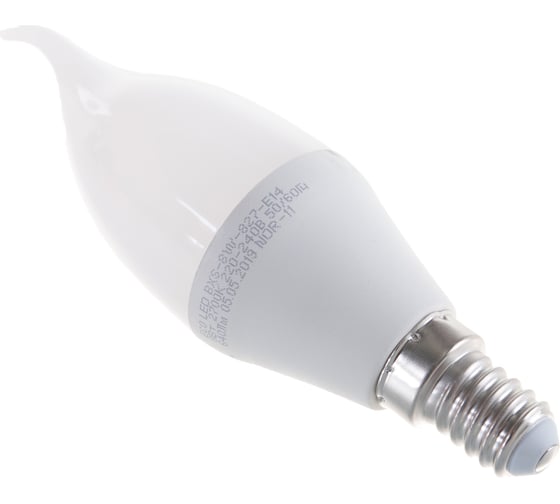Светодиодная лампа ЭРА ECO LED BXS 8W 827 E14 диод, свеча на ветру, 8Вт, теплый, Б0040883