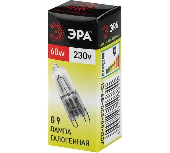 Галогенная лампа  ЭРА G9 JCD 60 230V CL капсула, 60Вт, нейтральный, G9 C0027370
