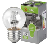 Галогенная лампа ЭРА HALP4542W230VE27CL шар, 42 Вт, нейтральный, E27 C0038553