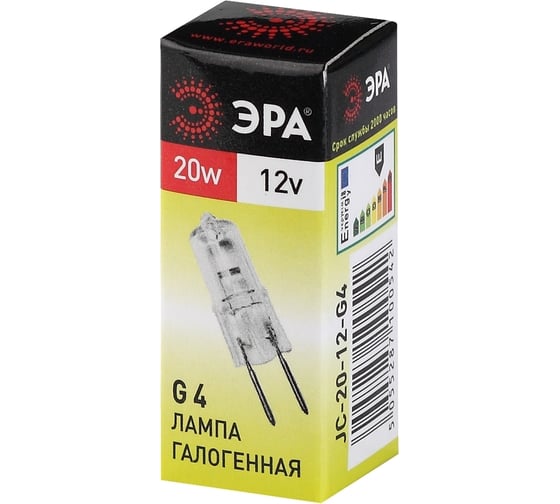 Галогенная лампа ЭРА G4JC20W12V капсула, 20 Вт, нейтральный, G4 C0027369