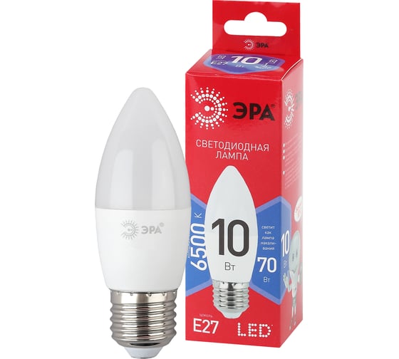 Светодиодная лампа ЭРА LED B3510W865E27 R, свеча, 10 Вт, холодный, E27 Б0045338