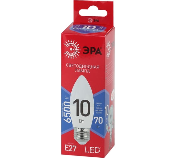 Светодиодная лампа ЭРА LED B3510W865E27 R, свеча, 10 Вт, холодный, E27 Б0045338