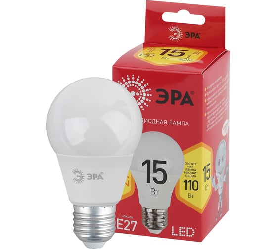 Светодиодная лампа ЭРА LED A6015W827E27 R, груша, 15Вт, теплый, E27 Б0046355