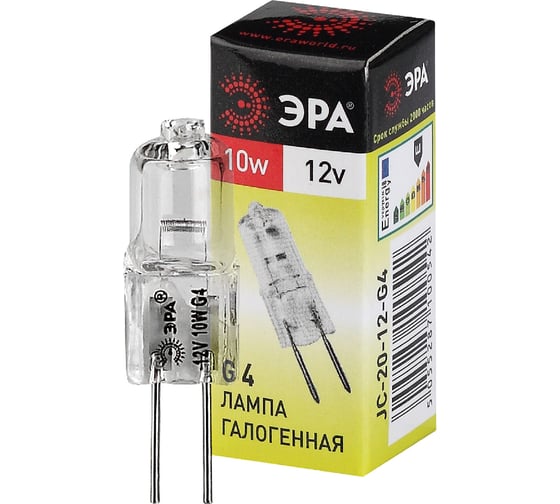 Галогенная лампа ЭРА G4JC10W12V капсула, 10 Вт, нейтральный, G4 C0027367