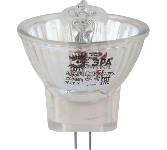Галогенная лампа ЭРА GU4-MR11-50W-220V-30 CL, софитная, 50 Вт, нейтральный, GU4 Б0044095