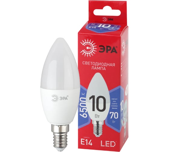 Светодиодная лампа ЭРА LED B3510W865E14 R, свеча, 10Вт, холодный, E14 Б0045337