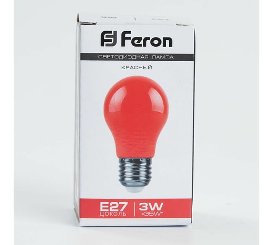 Светодиодная лампа FERON, 230V, E27, LB-375, красный 25924