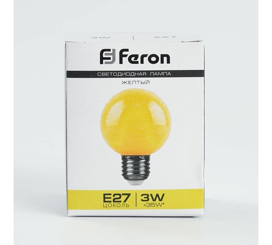 Светодиодная лампа FERON, 230V, E27, LB-371, желтый 25904
