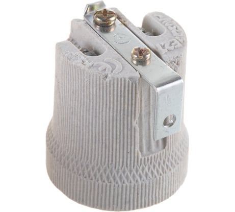 Патрон FERON LH02 Е27, керамический с угловым креплением, 230V, размер 40x45мм, LH02, цвет белый 41035