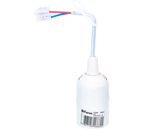 Подвесной патрон с клеммой FERON LH108 Е27, 230V, огнеупорный пластик белый, размер 38х55 мм 41033