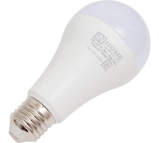 Светодиодная лампа IN HOME LED-A65-VC 25Вт 230В Е27 3000К 2380Лм 4690612024066