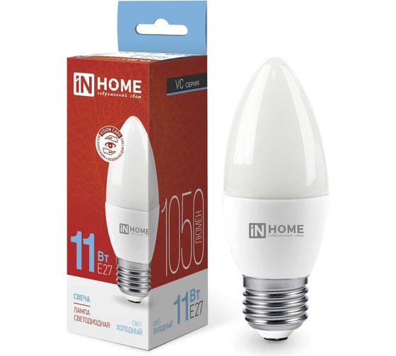Светодиодная лампа IN HOME LED-СВЕЧА-VC 11Вт 230В Е27 6500К 1050Лм 4690612024868