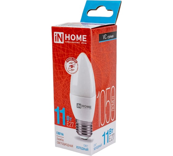 Светодиодная лампа IN HOME LED-СВЕЧА-VC 11Вт 230В Е27 6500К 1050Лм 4690612024868