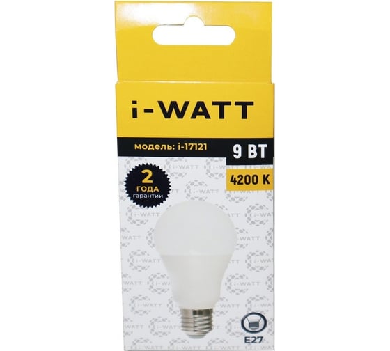 Светодиодная лампа I-WATT 9Вт 4200К 165-265V A60 E27 i-17121