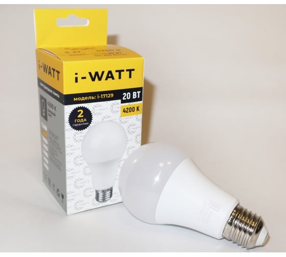 Светодиодная лампа I-WATT 20Вт 4200К 165-265V A65 E27 i-17129 1