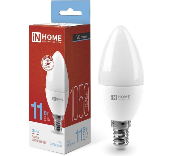 Светодиодная лампа IN HOME LED-СВЕЧА-VC 11Вт 230В Е14 6500К 1050Лм 4690612024844