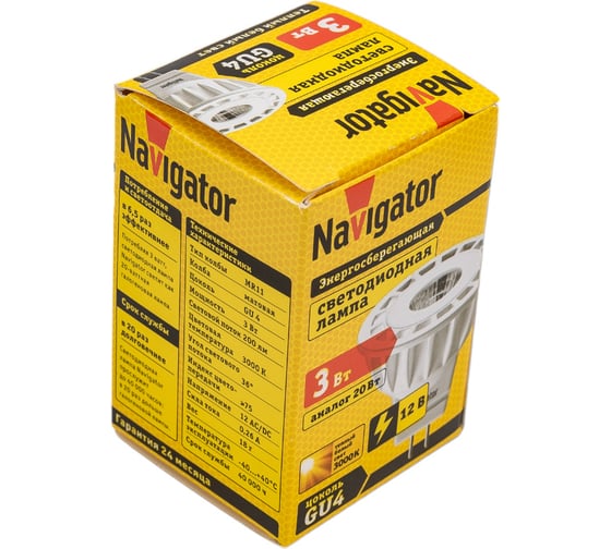 Лампа Navigator LED 3вт 12в,GU4,белый 94141