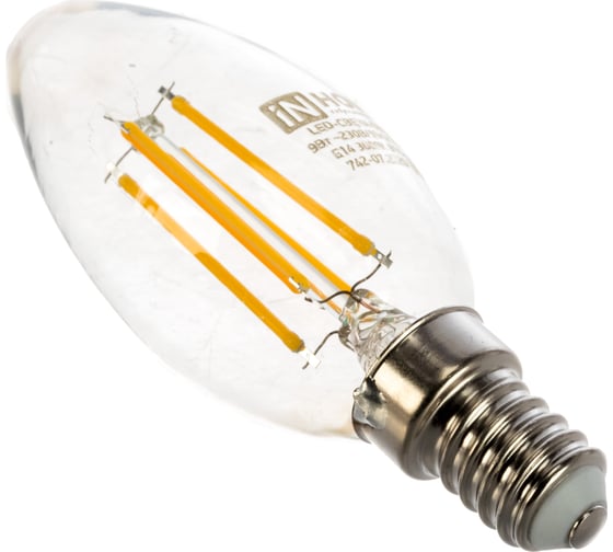 Светодиодная лампа IN HOME LED-СВЕЧА-deco 9Вт 230В Е14 3000К 810Лм прозрачная 4690612026183