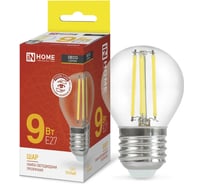 Светодиодная лампа IN HOME LED-ШАР-deco 9Вт 230В Е27 3000К 1040Лм прозрачная 4690612026268