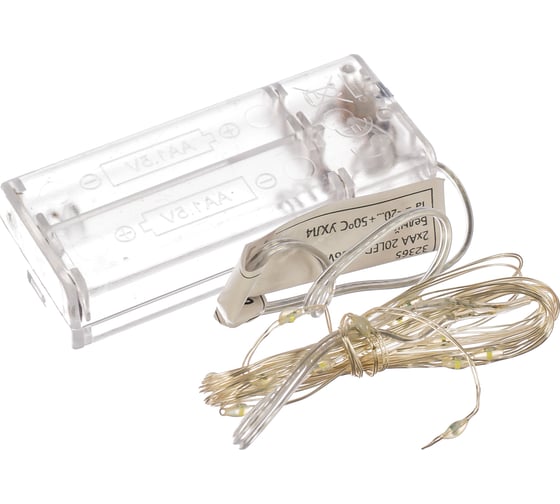 Гирлянда FERON 20 LED 5000К, батарейки 2 АА, IP20, шнур 0,5м ,CL570 32365