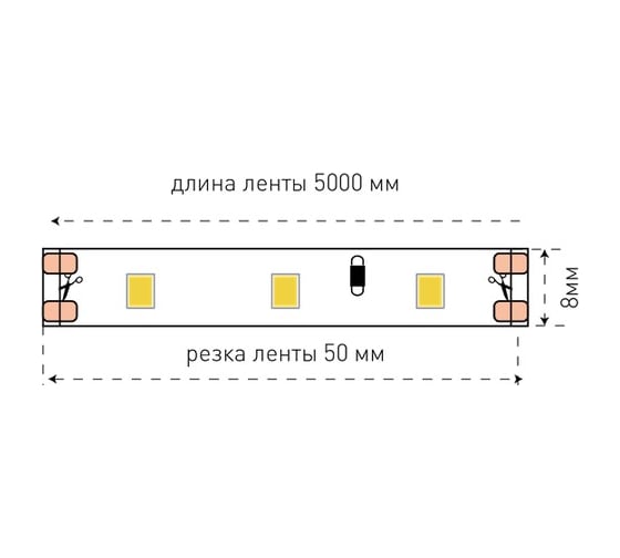 Светодиодная открытая лента SWG 6,3 Вт/м SMD2835 60 диодов на м. IP20 Теплый белый 12В 00-00001574