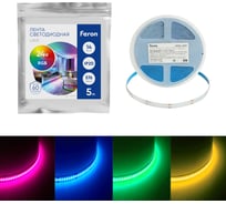 Лента светодиодная FERON 576smd(2110)/ 14вт/м 24v 5000x8х1.8мм rgb, ip20, ls531 , 48946