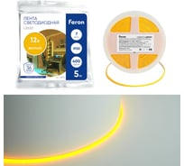 Лента светодиодная FERON 400smd(2110)/ 7вт/м 12v 5000x3х1.8мм желтый, ip20, ls630 , 48950