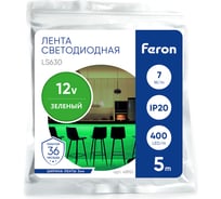 Лента светодиодная FERON 400smd(2110)/ 7вт/м 12v 5000x3х1.8мм зеленый, ip20, ls630 , 48951