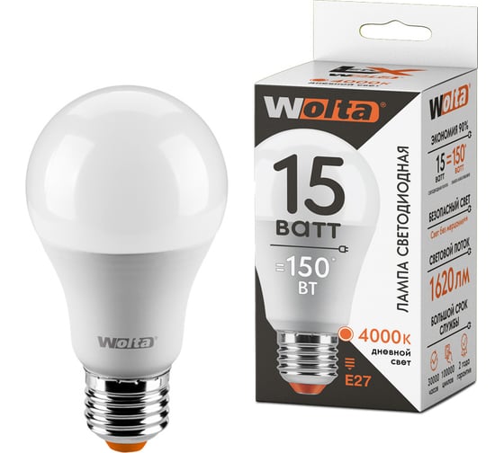 Лампа WOLTA LX A60 E27 15W 4000K 30S60BL15E27