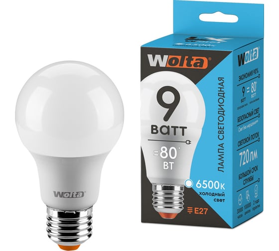 Лампа WOLTA LX A60 E27 9W 6500K 30W60BL9E27 1