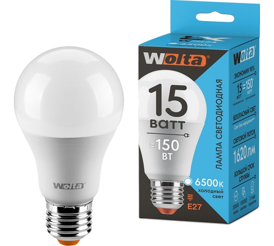 Лампа WOLTA LX A60 E27 15W 6500K 30W60BL15E27 1