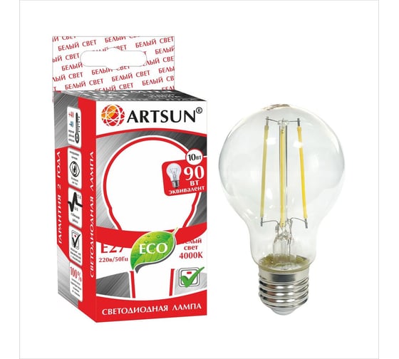 Лампа светодиодная ARTSUN F-LED A60 10W E27 4000K