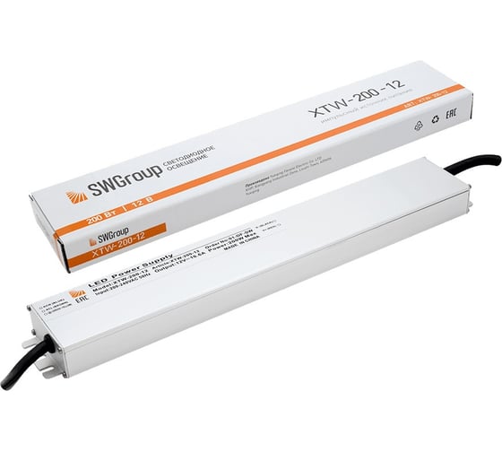 Ультратонкий блок питания SWG в металлическом корпусе, IP67, 200W, 12V, XTW-200-12 00-00003071