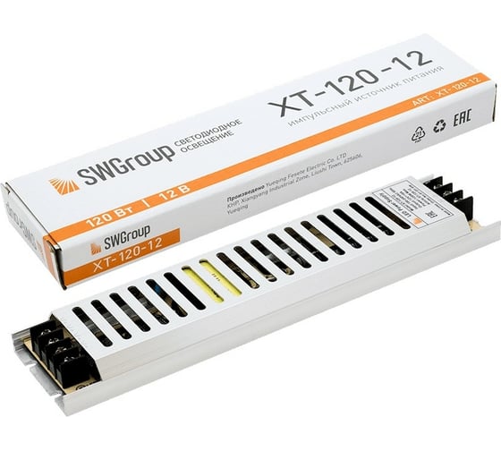 Ультратонкий блок питания SWG в металлическом корпусе, IP20, 120W, 12V, XT-120-12 00-00003059