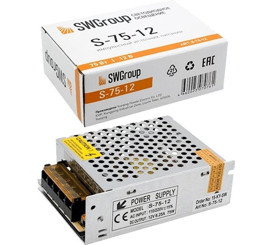 Блоки питания SWG, сетка, 75W, 12V S-75-12 00-00000298