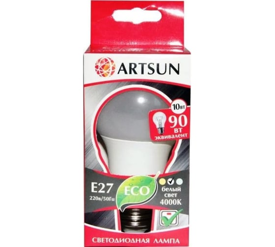 Лампа светодиодная ARTSUN LED A60 10W E27 4000K 1
