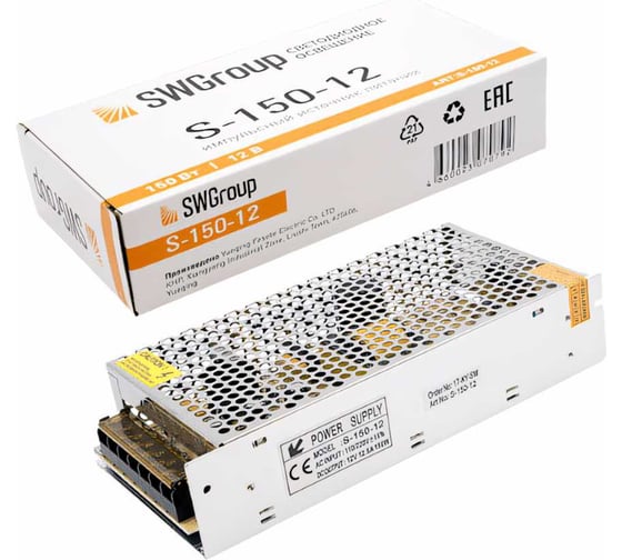 Блок питания SWG S-150-12, сетка, 150 W, 12V 00000000107