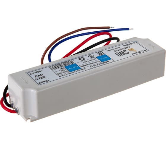 Блок питания для ленты SWG LV-60-12, IP 67, пластик, 60 W, 12V 00000000102