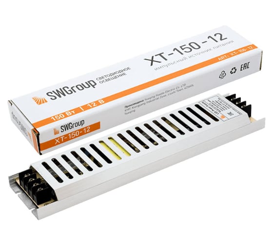 Ультратонкий блок питания SWG XT-150-12 в металлическом корпусе, IP20, 150W, 12V 00-00003060