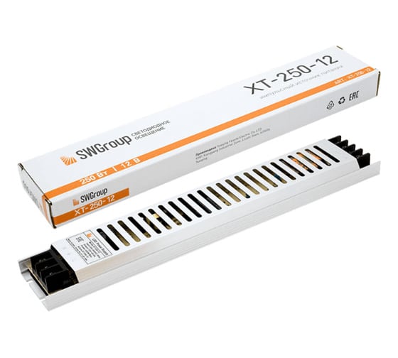 Ультратонкий блок питания SWG XT-250-12 в металлическом корпусе, IP20, 250W, 12V 00-00003062