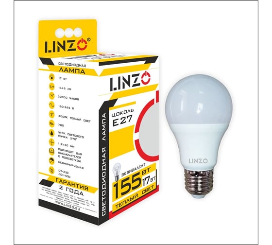 Светодиодная лампа LINZO LED A60 17W E27 3000K