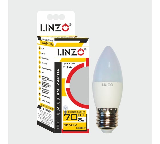 Светодиодная лампа LINZO LED B35 8W E14 4000K 1