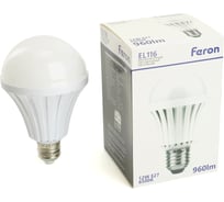 Светильник аккумуляторный FERON 12W Е27 AC/DC (литий-ионная батарея), белый, EL116, 48980