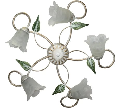 Люстра потолочная ЭЛЕТЕХ Флорин 151 бел.зол. (Плафон 62333) НПБ 01-5x60-116 Е14 1005405015